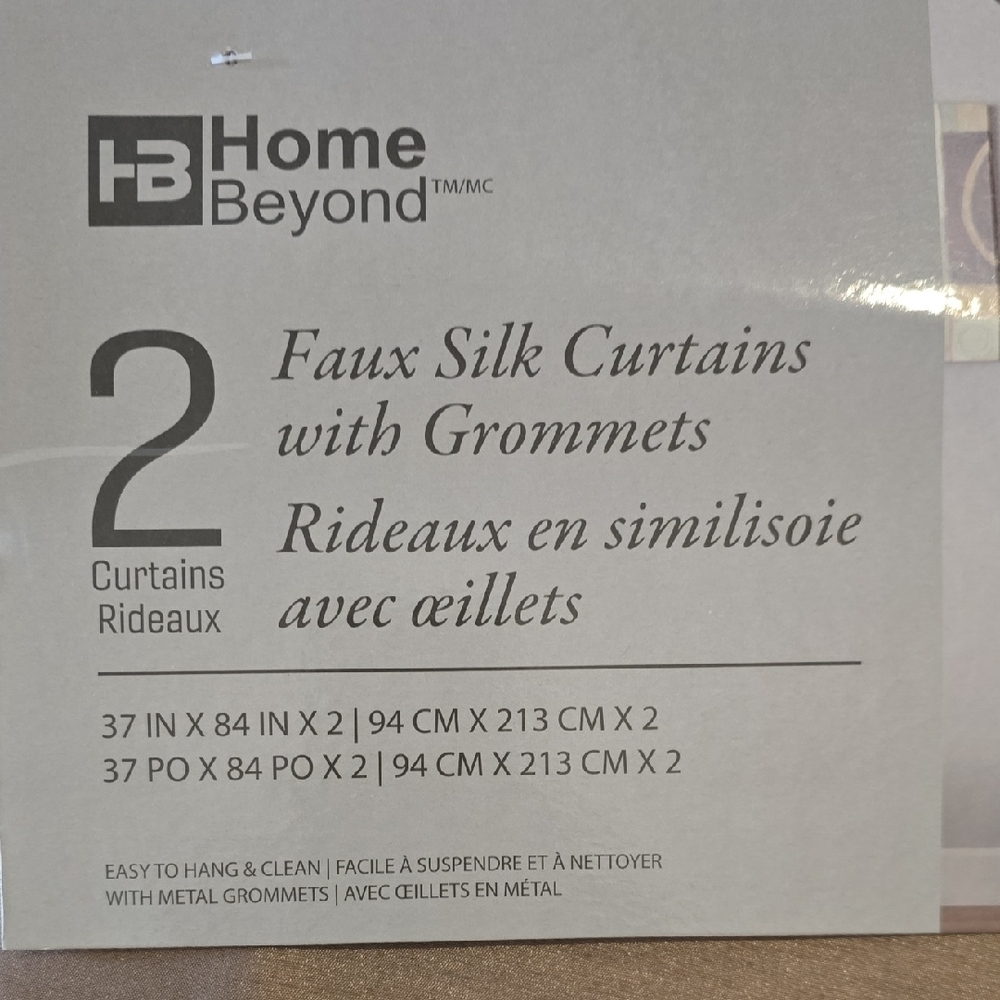Home Beyond Faux Silk Curtains with Grommets - Picture 2 of 3